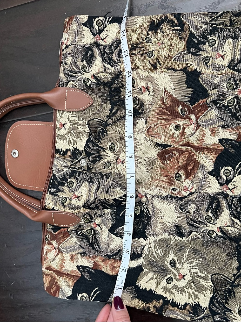 Cat Tapestry Tote Bag Cottagecore Whimsigoth Handbag - Picture 6 of 8